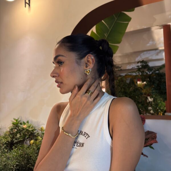 Dual Shade Heart Earrings | PVD Gold Plated | Annjueri