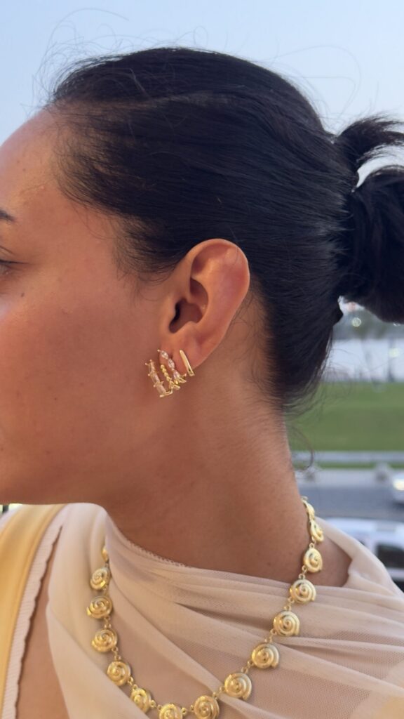 Cannes Crawler Earrings | 18K Gold Plated | Baguette Crystal Ear Climber | Annjueri