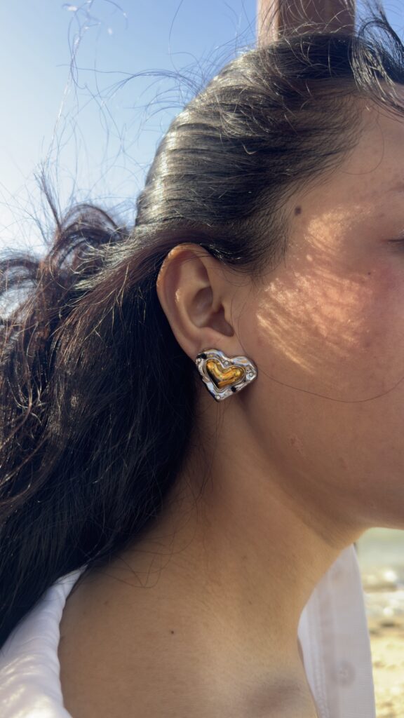 Dual Shade Heart Earrings
