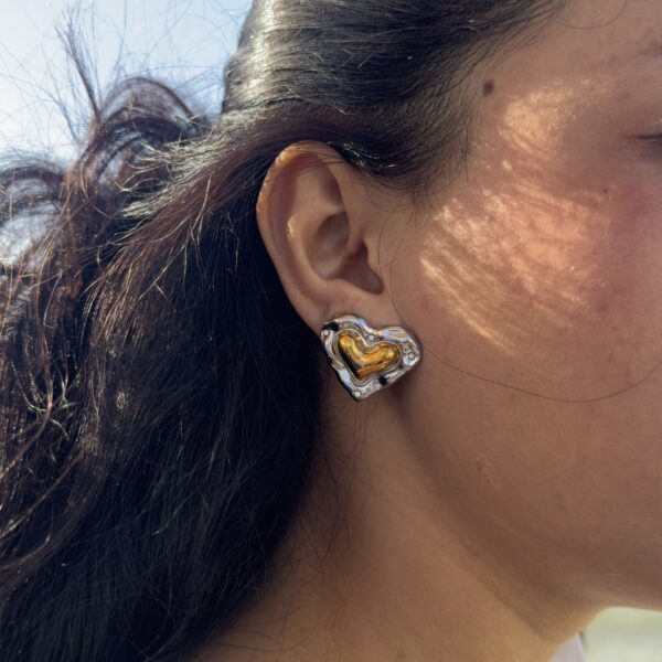 Dual Shade Heart Earrings