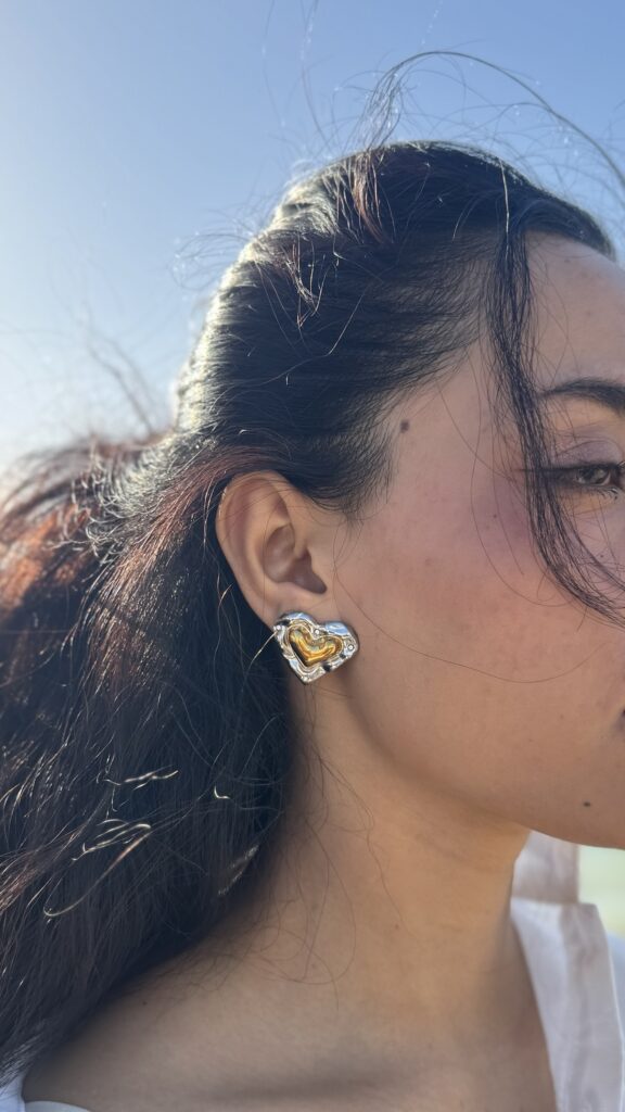 Dual Shade Heart Earrings