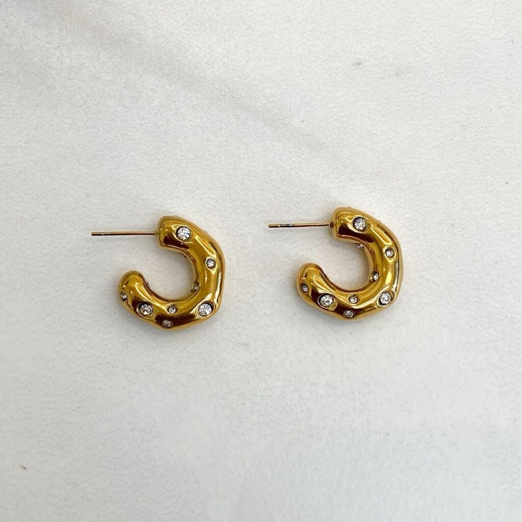Studded Gold Earrings | PVD Gold Plated | Annjueri